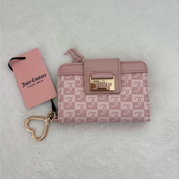 NWT Juicy Couture Pink Card Case Wallet with Keyring - Picture 1 of 8